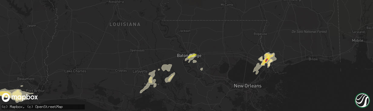 Hail map in Baton Rouge, LA on March 25, 2017