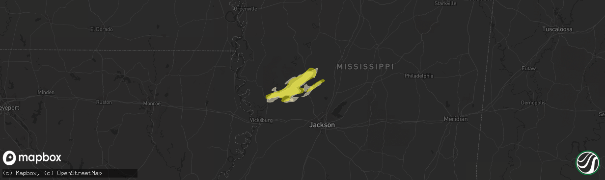 Hail map in Bentonia, MS on March 25, 2017