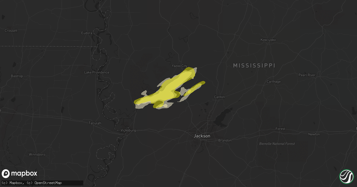 Hail map in Bentonia, MS on March 25, 2017