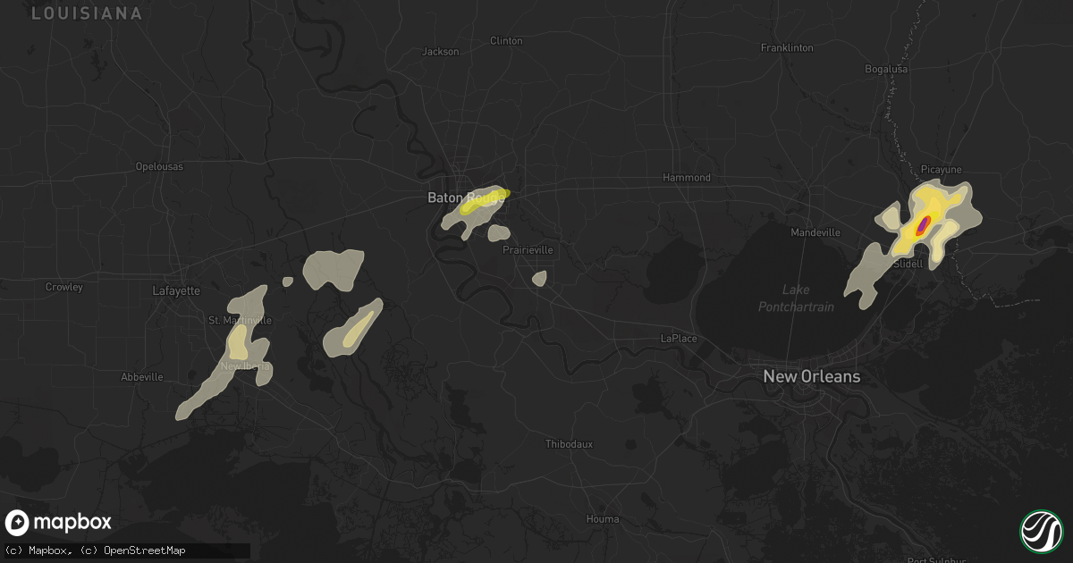 Hail map in Gonzales, LA on March 25, 2017
