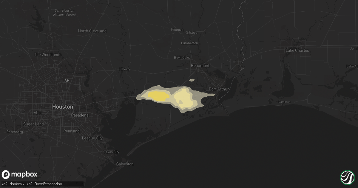 Hail map in Hamshire, TX on March 25, 2017