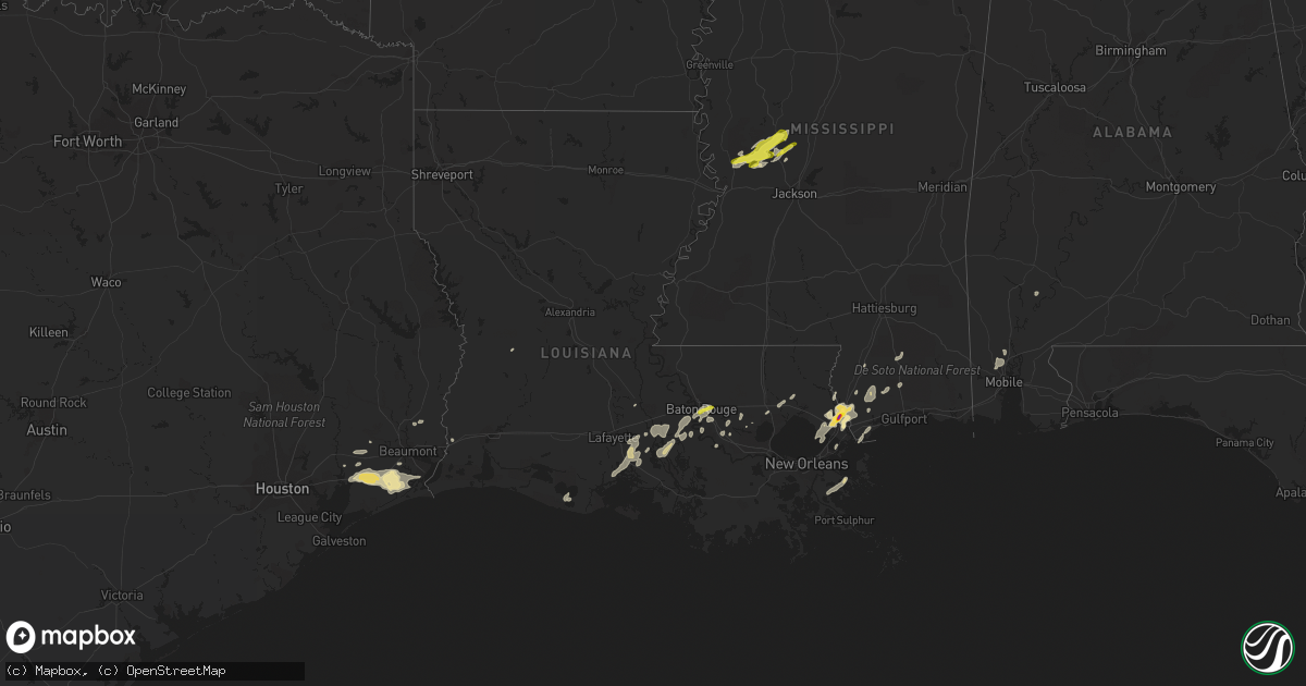 Hail map in Louisiana on March 25, 2017