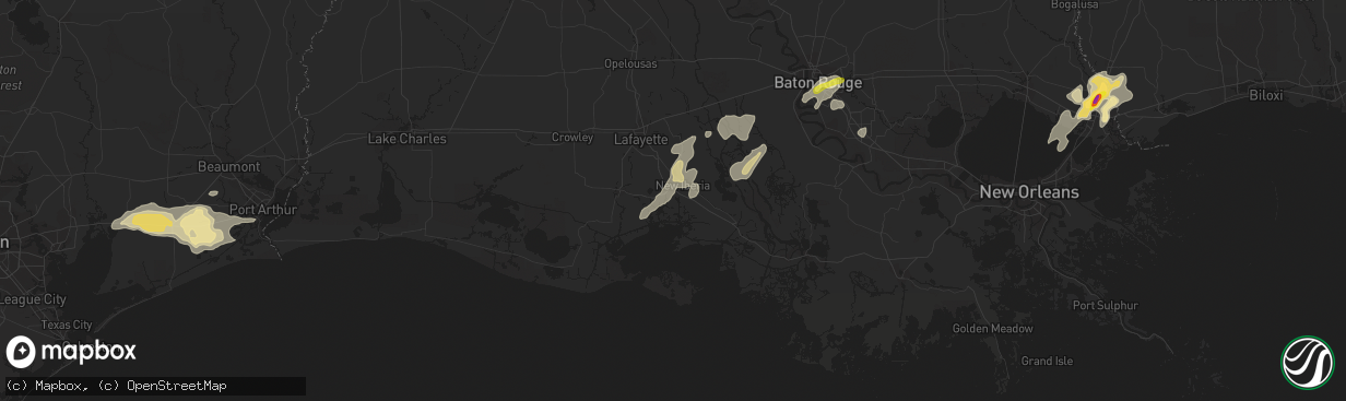 Hail map in New Iberia, LA on March 25, 2017