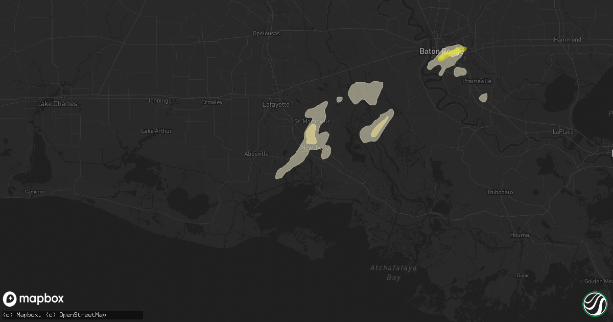 Hail map in New Iberia, LA on March 25, 2017