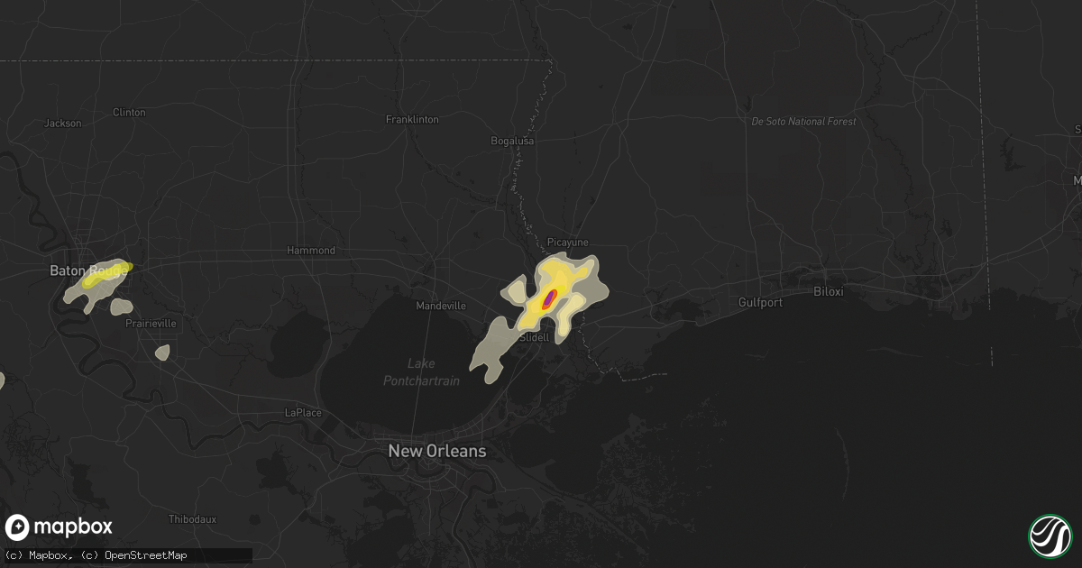 Hail map in Pearl River, LA on March 25, 2017