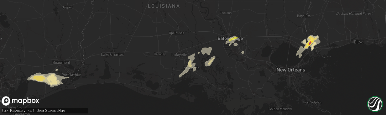 Hail map in Saint Martinville, LA on March 25, 2017