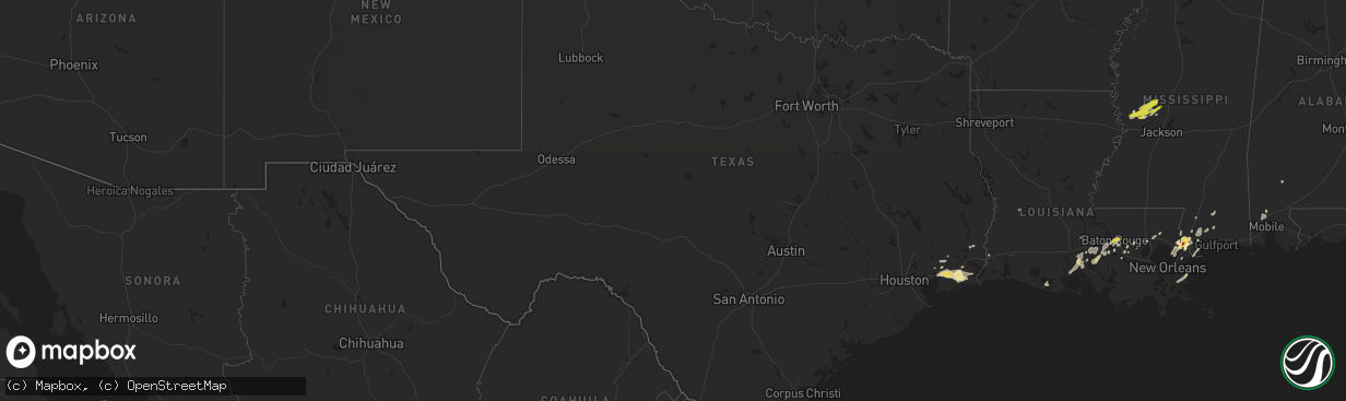 Hail map in Texas on March 25, 2017