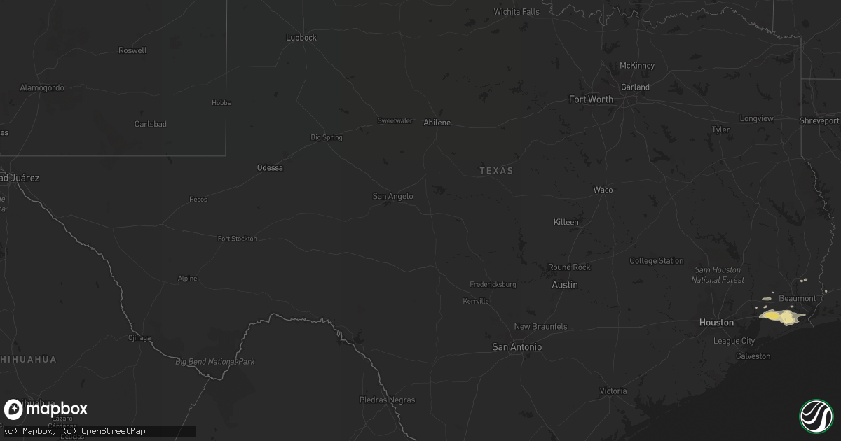 Hail map in Texas on March 25, 2017