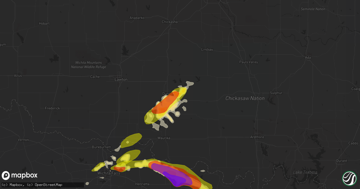 Hail map in Duncan, OK on March 25, 2018