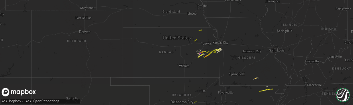 Hail map in Kansas on March 25, 2018