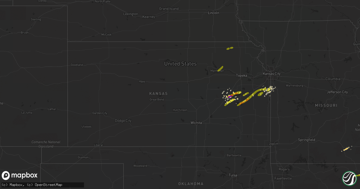 Hail map in Kansas on March 25, 2018
