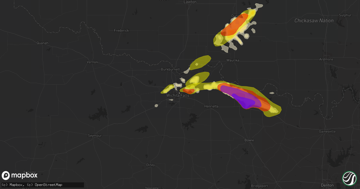 Hail map in Wichita Falls, TX on March 25, 2018