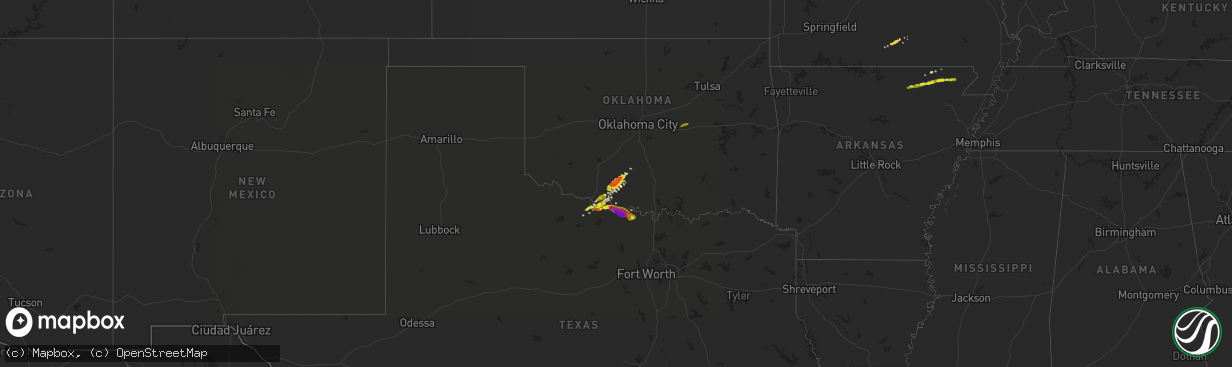 Hail map on March 25, 2018