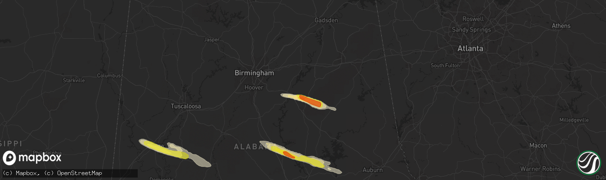 Hail map in Alpine, AL on March 25, 2019