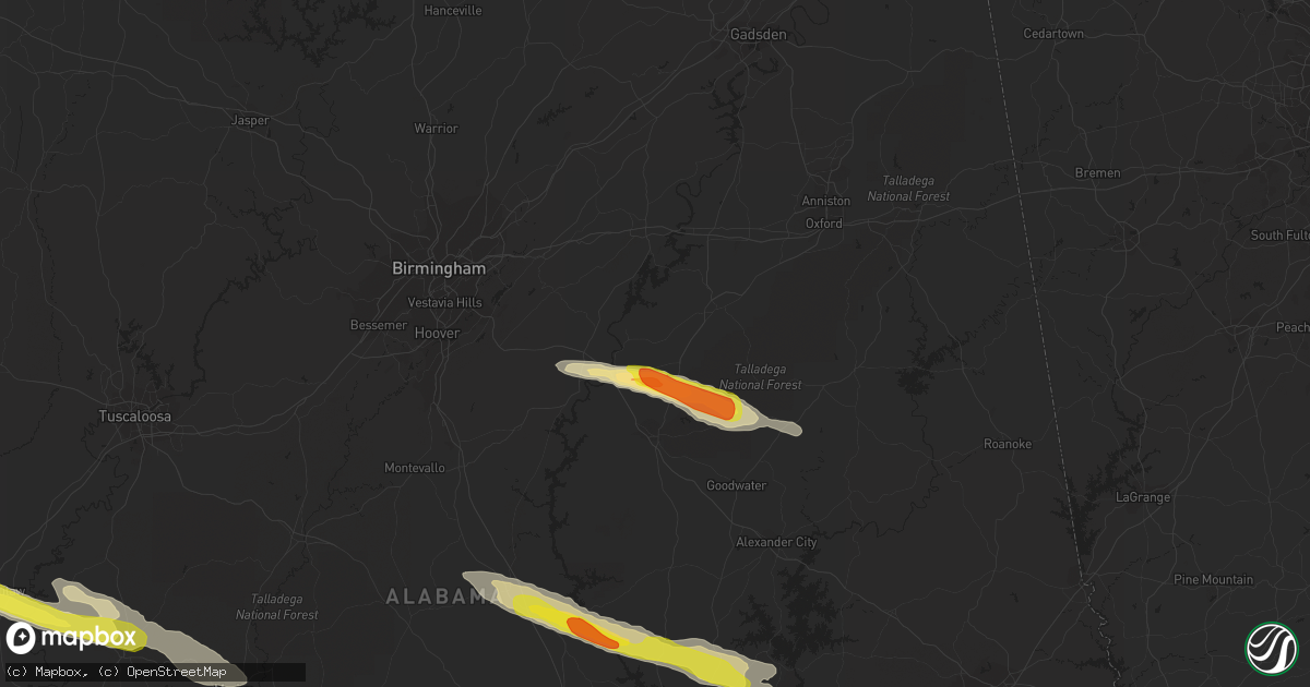 Hail map in Alpine, AL on March 25, 2019