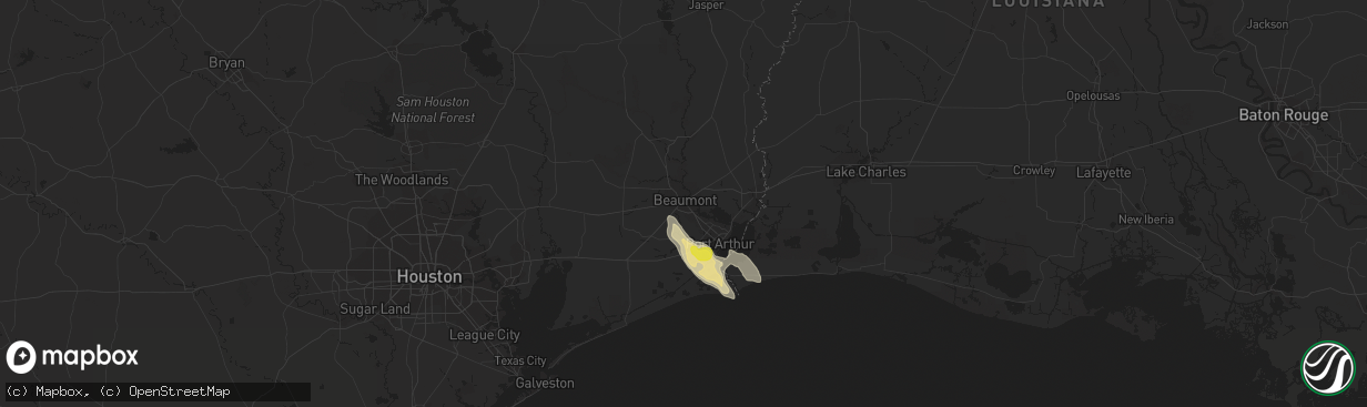 Hail map in Beaumont, TX on March 25, 2019