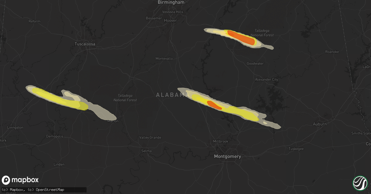 Hail map in Clanton, AL on March 25, 2019