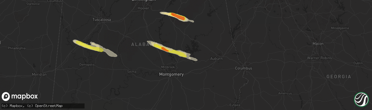 Hail map in Eclectic, AL on March 25, 2019