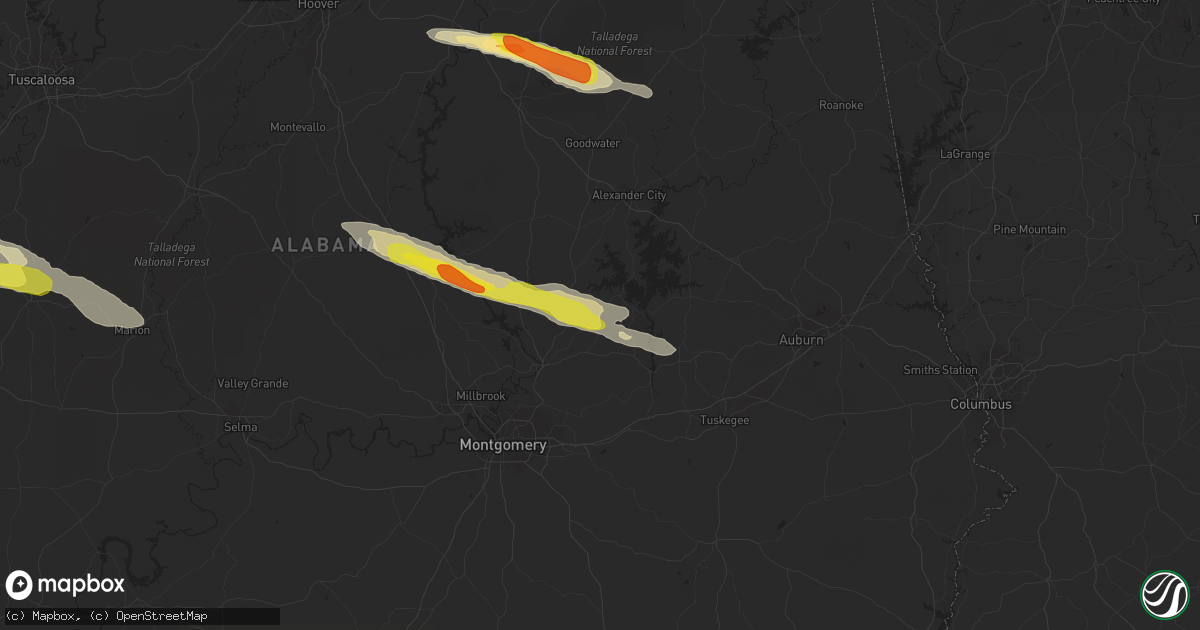 Hail map in Eclectic, AL on March 25, 2019