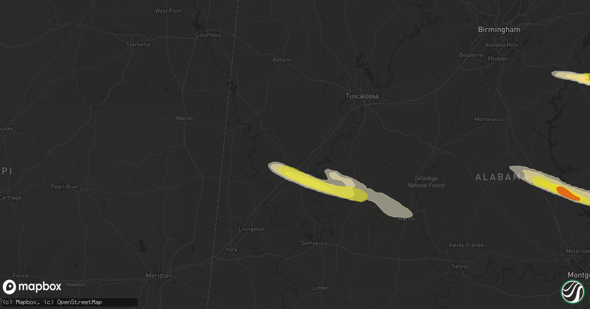 Hail map in Eutaw, AL on March 25, 2019