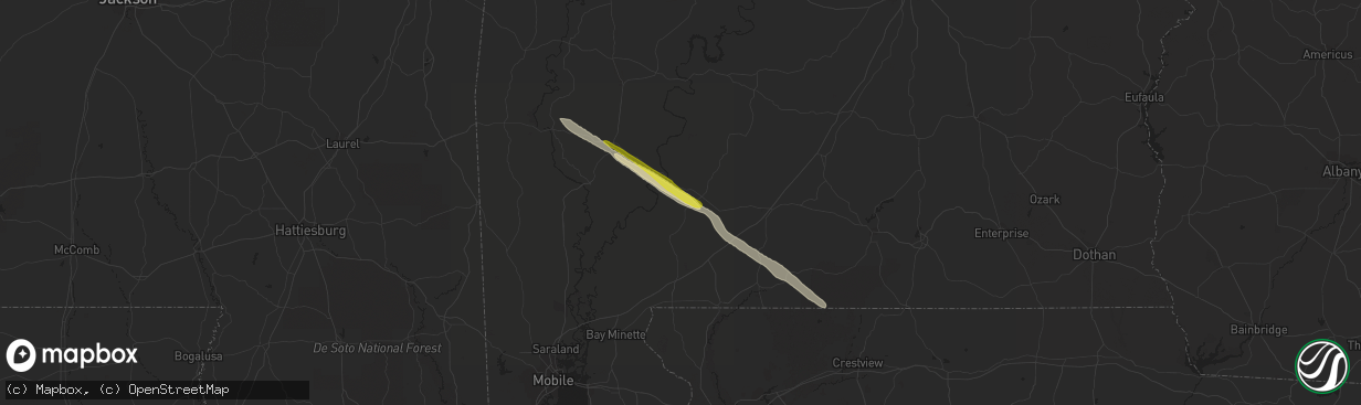 Hail map in Frisco City, AL on March 25, 2019