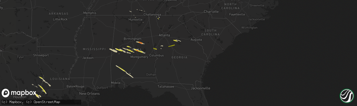 Hail map in Georgia on March 25, 2019