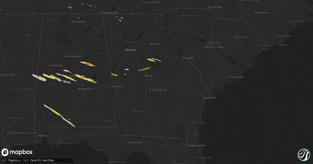 Hail map in Georgia on March 25, 2019