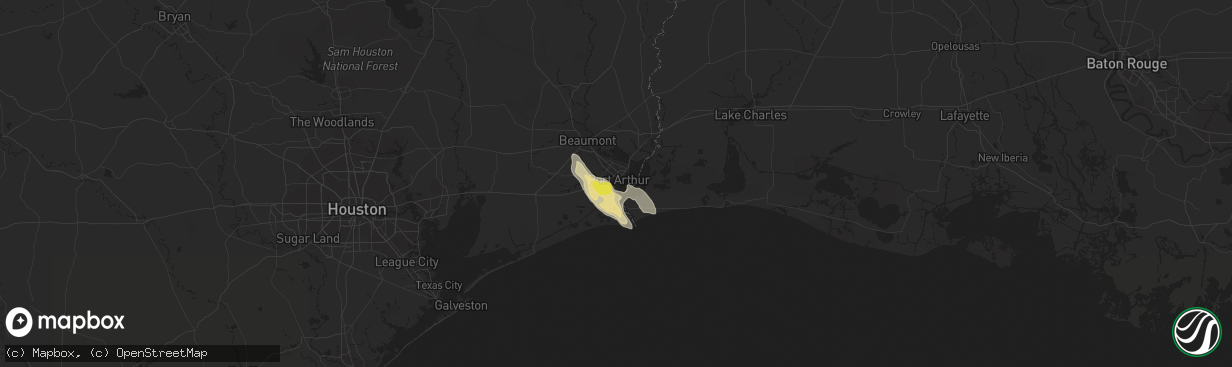 Hail map in Port Arthur, TX on March 25, 2019