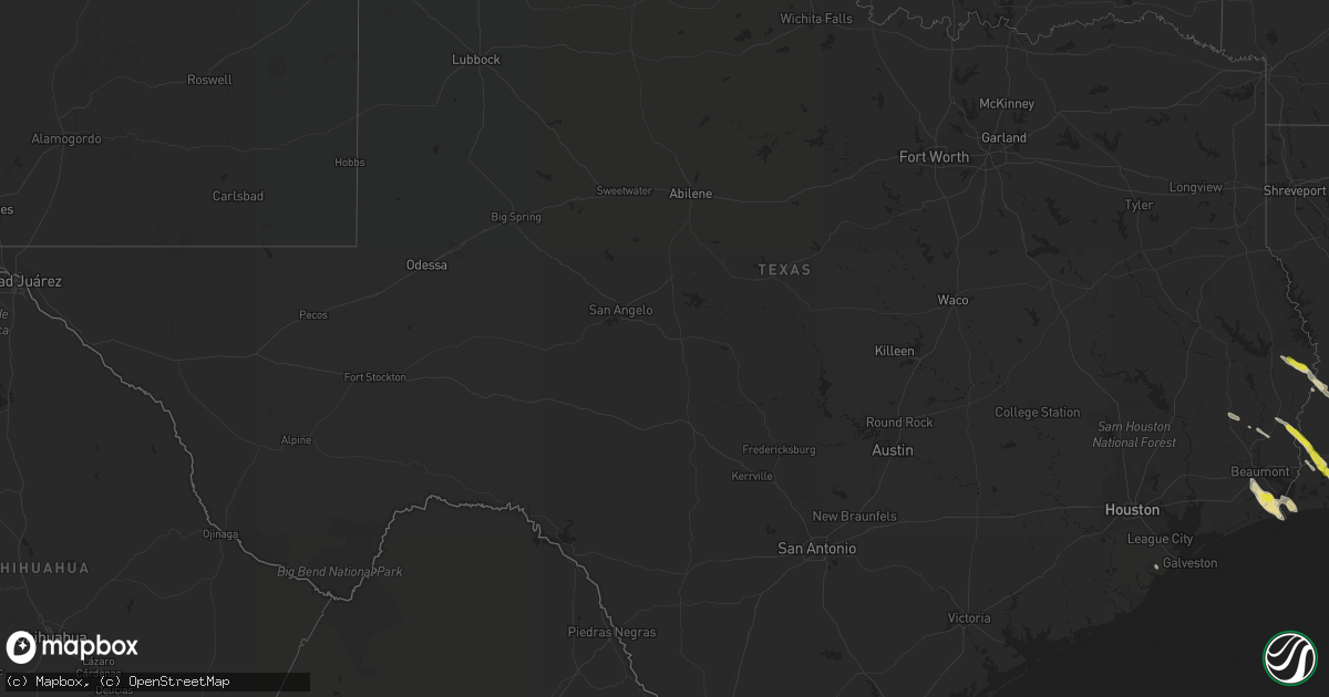 Hail map in Texas on March 25, 2019