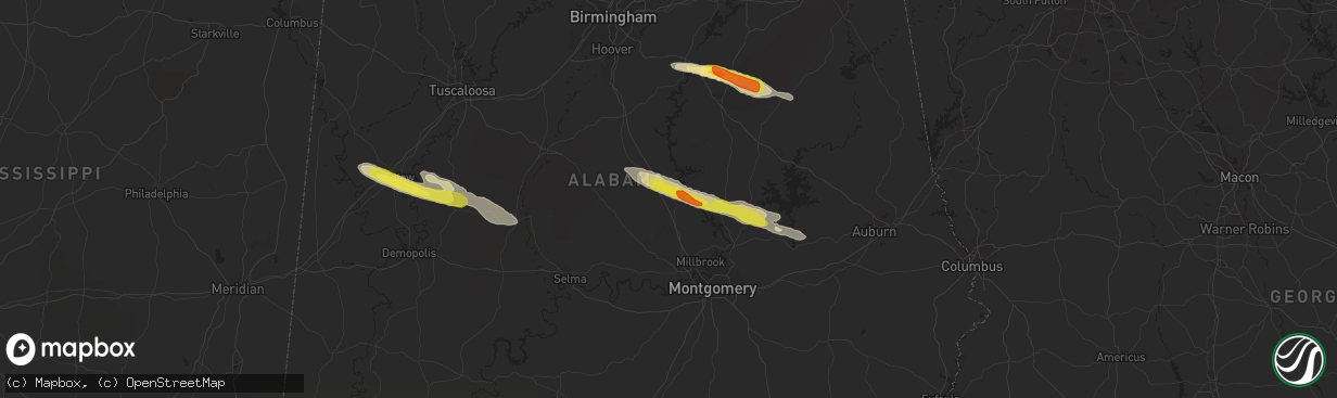 Hail map in Verbena, AL on March 25, 2019