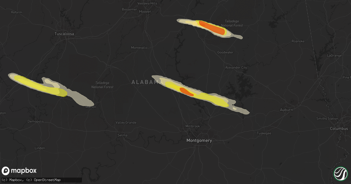 Hail map in Verbena, AL on March 25, 2019