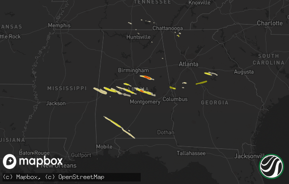 Hail map preview on 03-25-2019