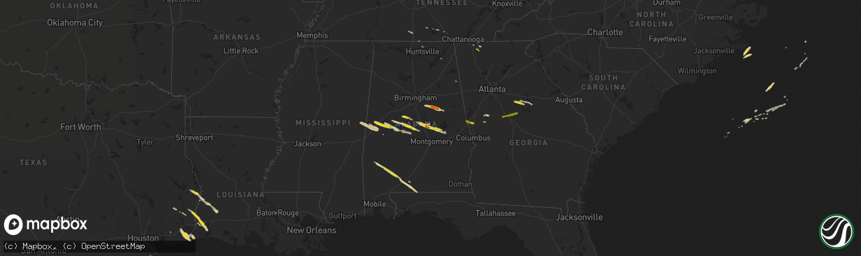 Hail map on March 25, 2019