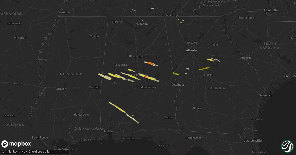 Hail map on March 25, 2019