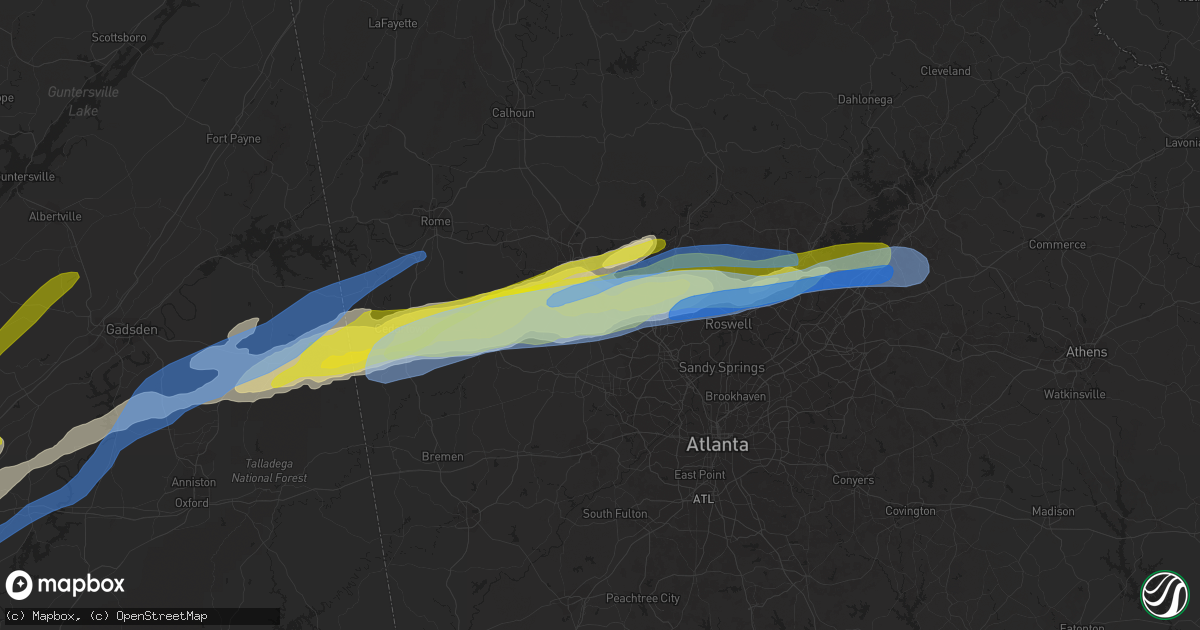 Hail map in Acworth, GA on March 25, 2021