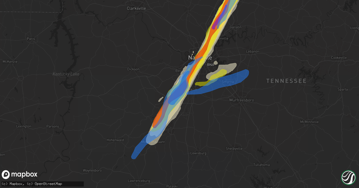 Hail map in Franklin, TN on March 25, 2021