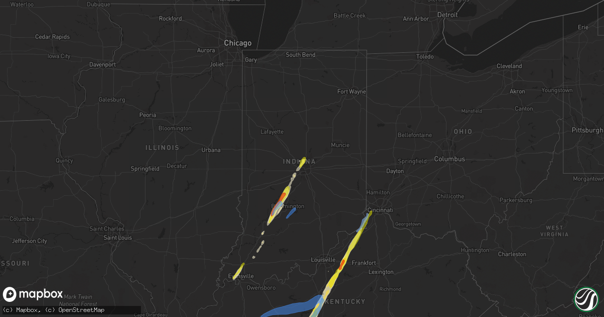 Hail map in Indiana on March 25, 2021
