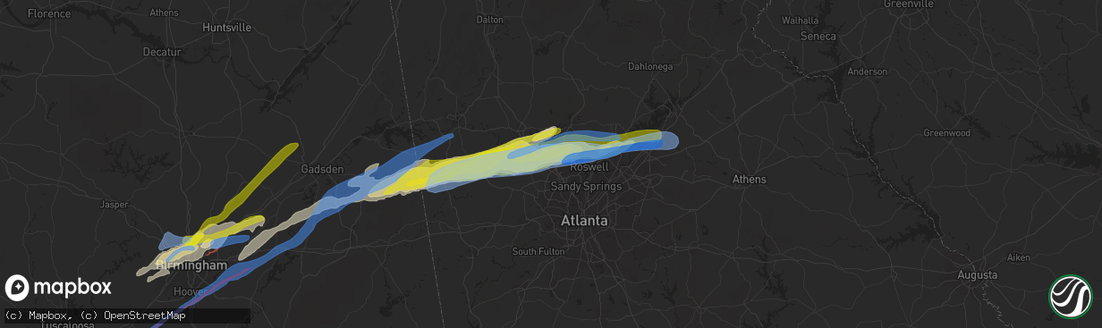 Hail map in Kennesaw, GA on March 25, 2021