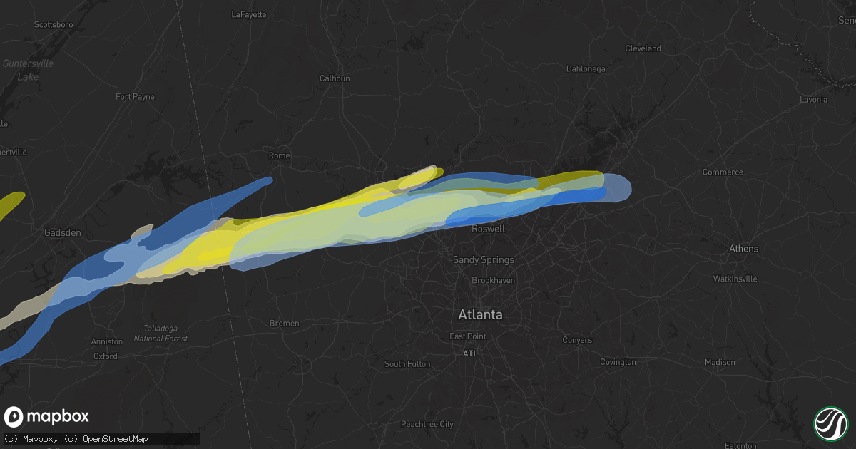 Hail map in Kennesaw, GA on March 25, 2021