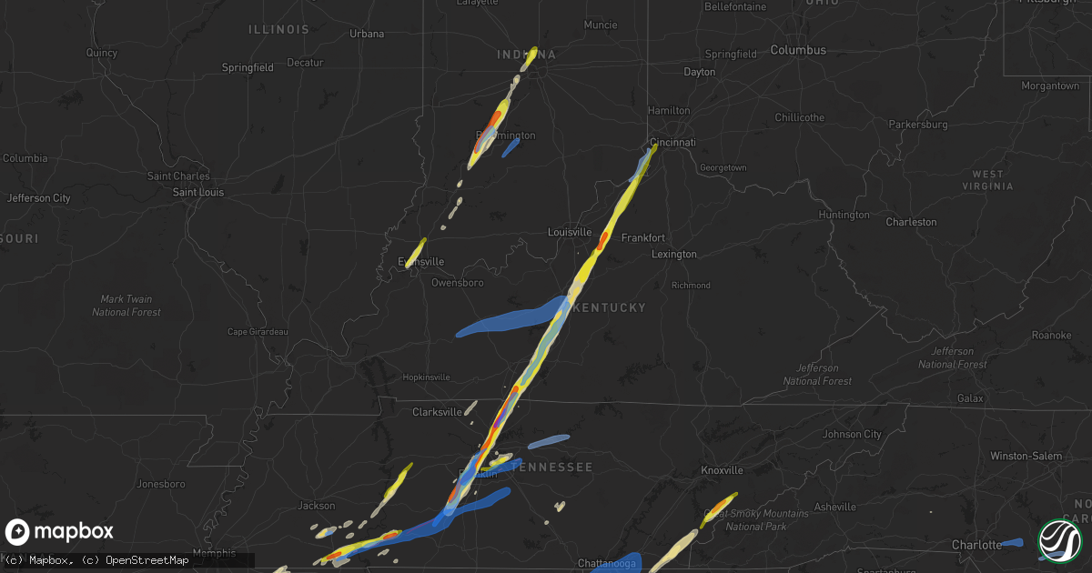 Hail map in Kentucky on March 25, 2021
