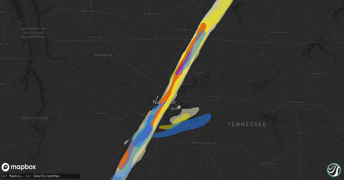 Hail map in Madison, TN on March 25, 2021