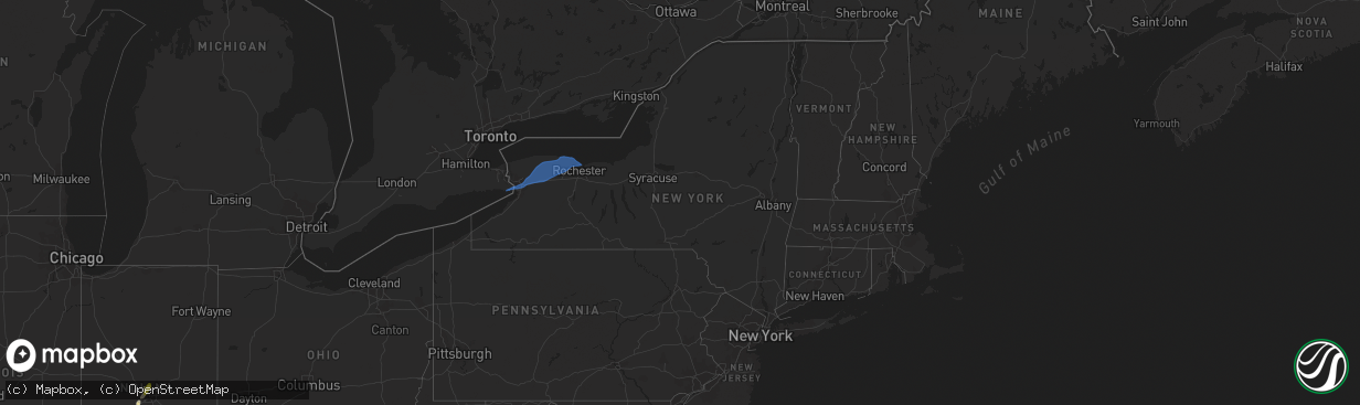 Hail map in New York on March 25, 2021