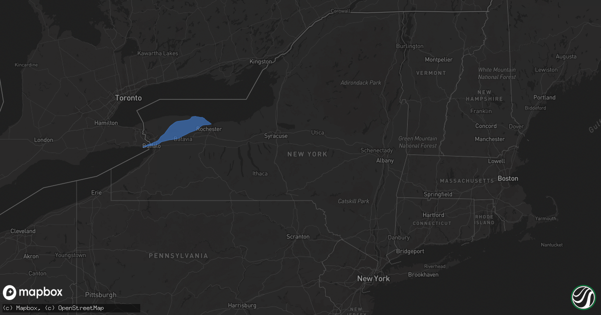 Hail map in New York on March 25, 2021