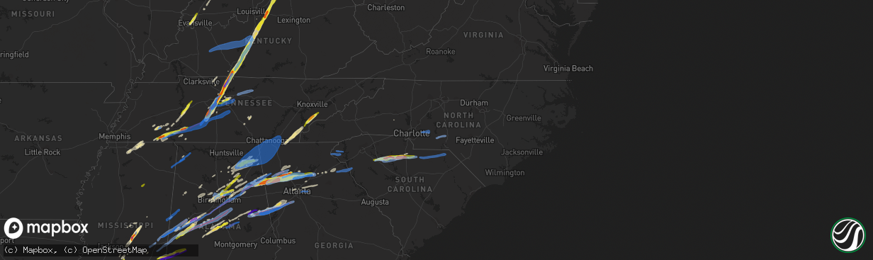 Hail map in North Carolina on March 25, 2021