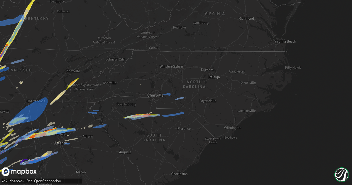 Hail map in North Carolina on March 25, 2021
