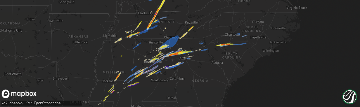 Hail map on March 25, 2021