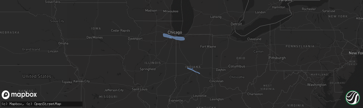 Hail map on March 25, 2022