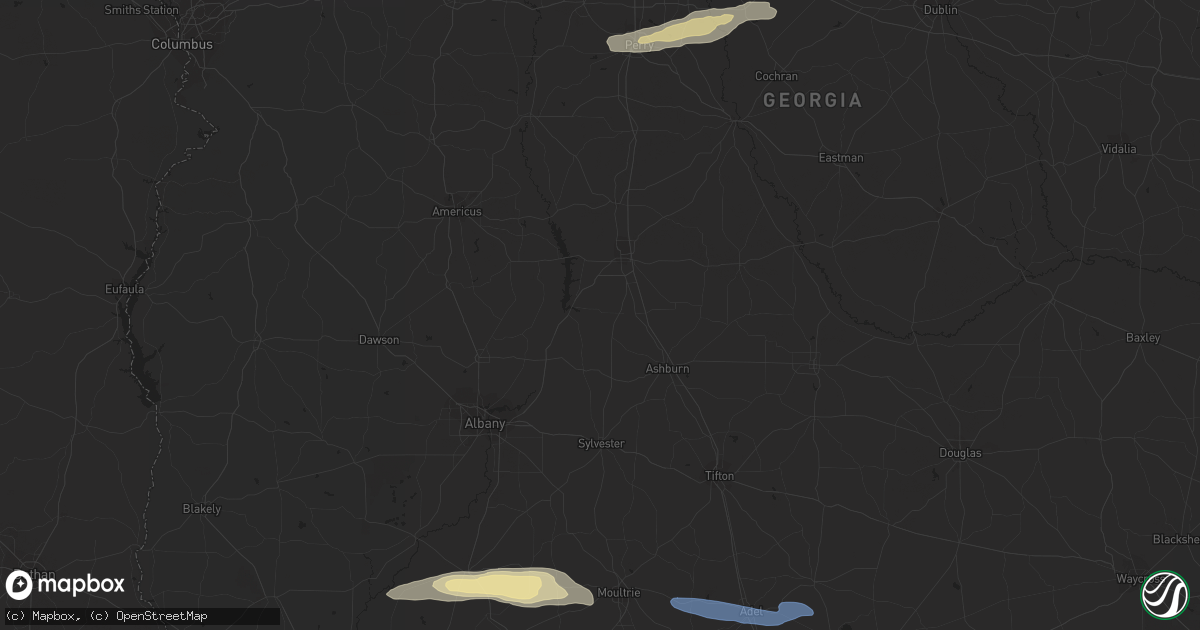 Hail map in Camilla, GA on March 25, 2023