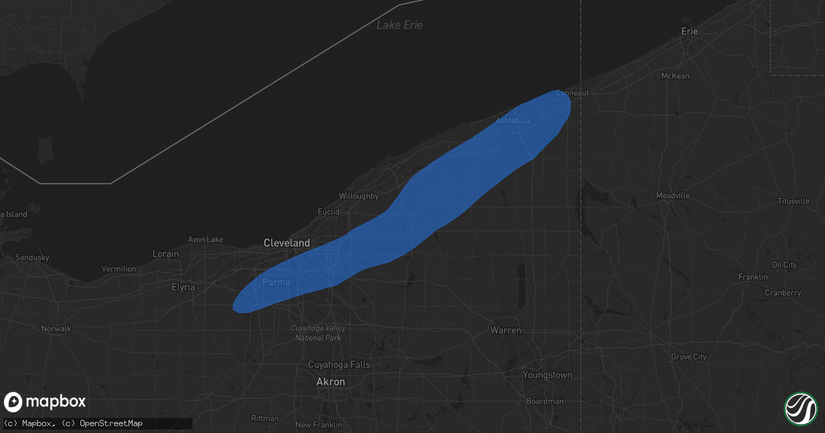 Hail map in Chardon, OH on March 25, 2023