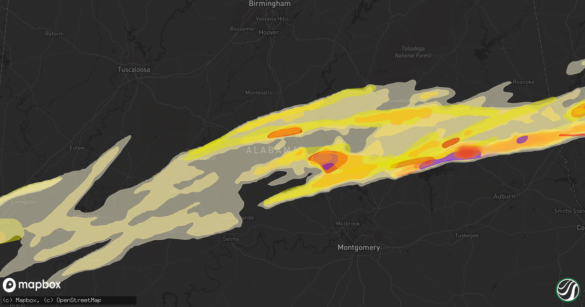 Hail map in Clanton, AL on March 25, 2023